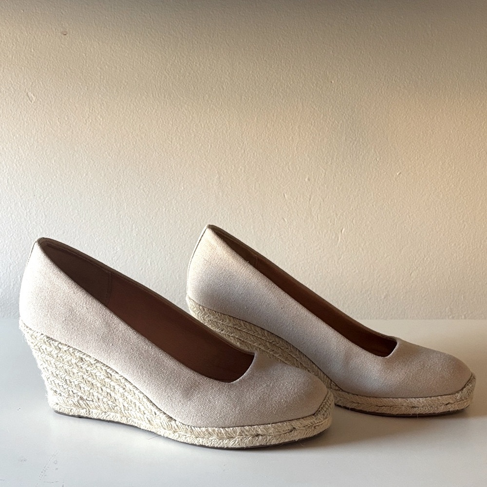 J. Crew Tan Espadrille Wedge Shoes
